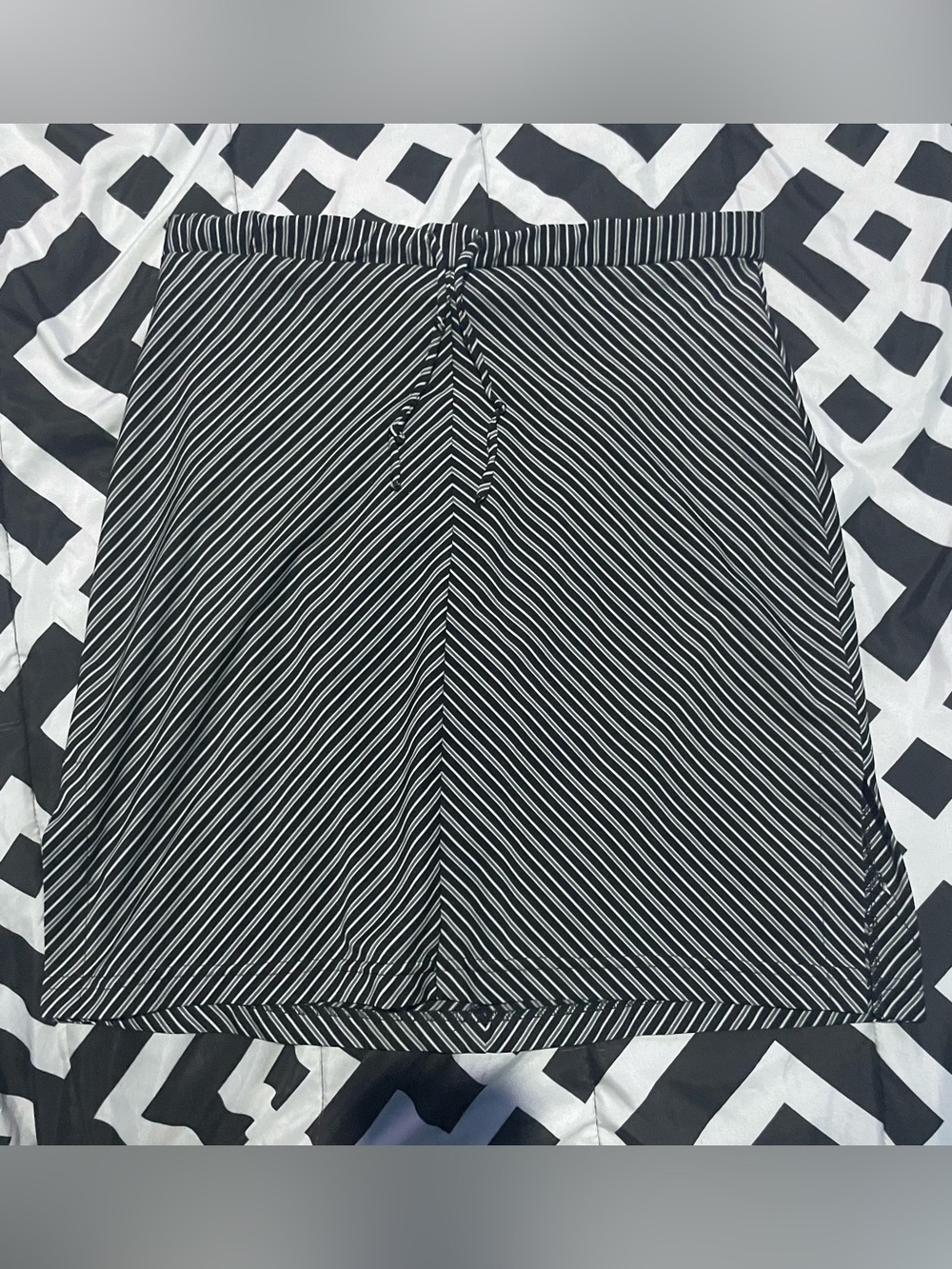 XOXO Black and White Striped Midi Skirt